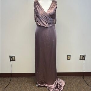 Missacc Dusty Lavender / Dusk Long Prom or Bridesmaid Dress with Train Size L